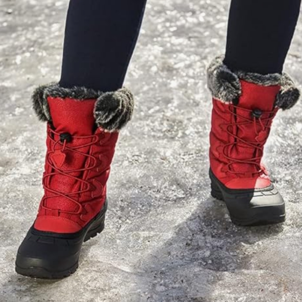 Kamik Red Winter Boots with Faux Fur Trim